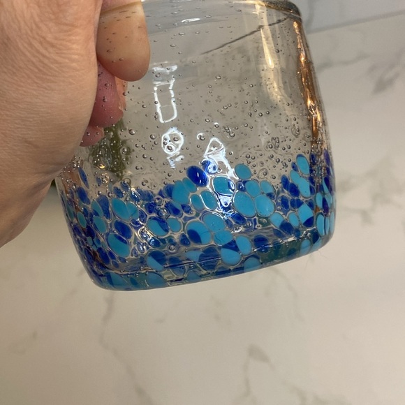 Gorgeous Art Glass Candle holder Blue White Hand Blown Decor Candles Home Accent - Picture 3 of 6